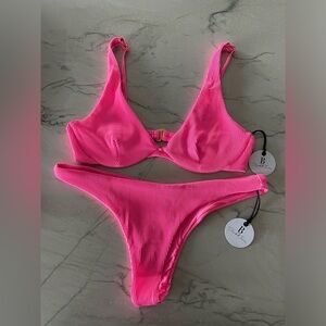 Women B SwimxElizabeth Turner NWT 2 Piece Bikini Swim-Top & Bottom-Pink-Large